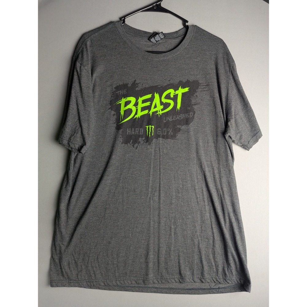 Monster Energy Hard Beast Unleashed 6.0% Graphic charcoal gray T-shirt Size XL